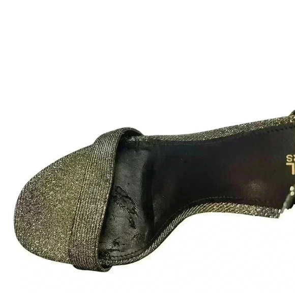 Michael Kors Margot Glitter Ankle Strap Platform Sandals Size 7 Black Silver - Picture 3 of 9